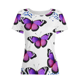 Purple Butterfly Women's All-Over Print T Shirt