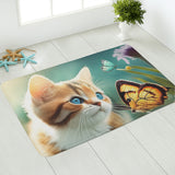 Cat Butterfly Plush Doormat