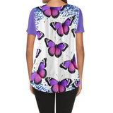 Purple Butterfly Women's V-Neck Top Blouse