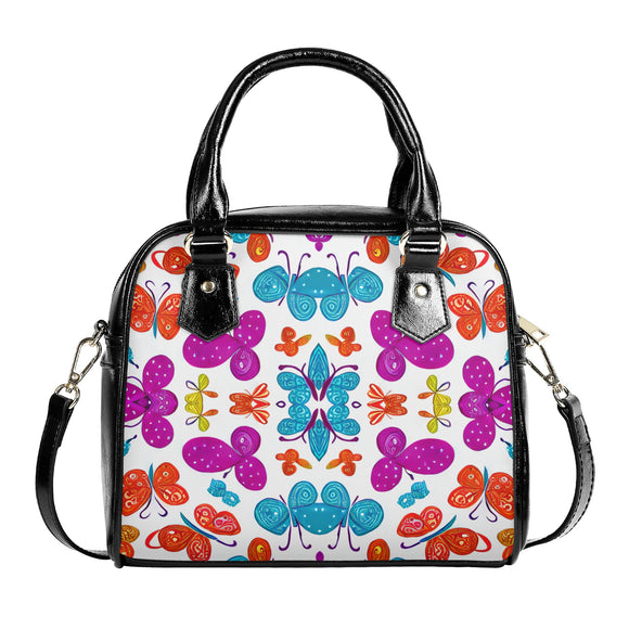 Multi-Color Butterfly PU Shoulder Handbag