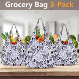3 Pack Of Amethyst  Butterfly Grocery Bags