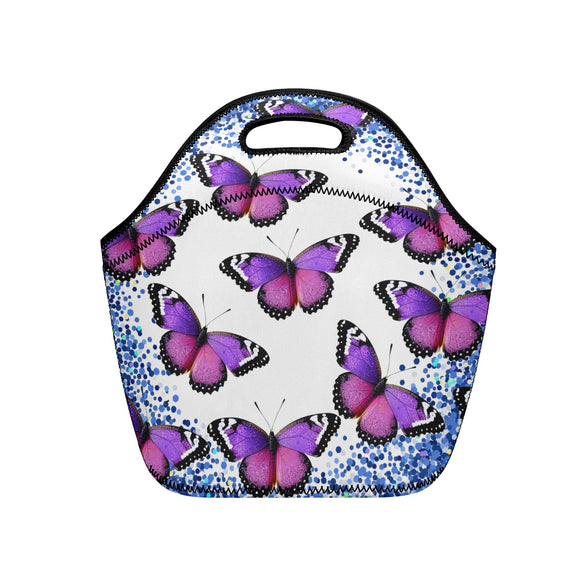 Purple Butterfly Neoprene Lunch Bag