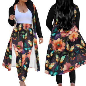 Whimsical Butterfly Women's Long Sleeve Cardigan and Leggings 2pcs