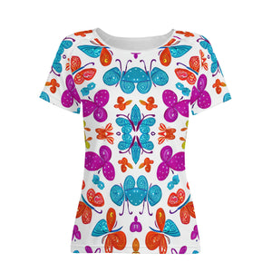 Multi-Color Butterfly Women's All-Over Print T Shirt