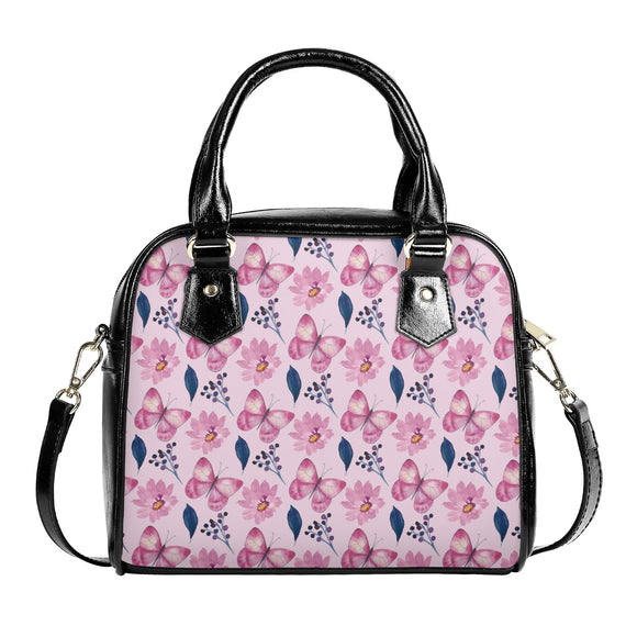Flower Butterfly PU Shoulder Handbag