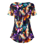 Colorful Butterfly Women's V-Neck Top Blouse