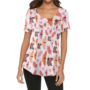 Seemly Butterfly Women's V-Neck Top Blouse