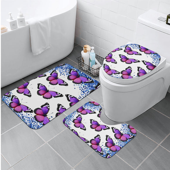 Purple Butterfly Bath Room Toilet Set