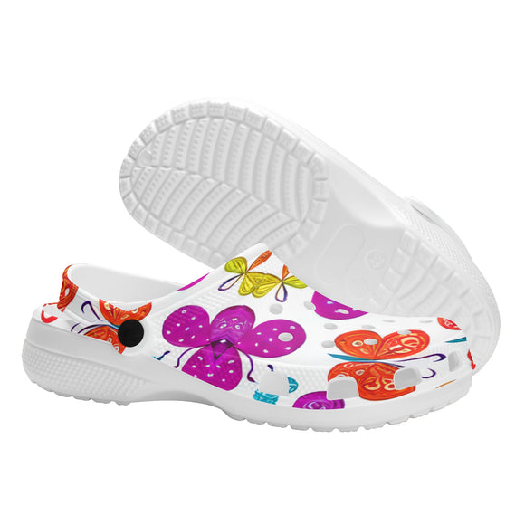 Multi-Color Butterfly Printed Classic Clogs