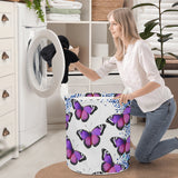 Purple Butterfly Round Laundry Basket