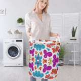 Multi-Color Butterfly Round Laundry Basket
