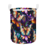 Colorful Butterfly Round Laundry Basket