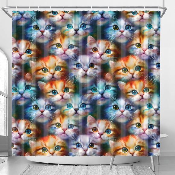 Cute Cat Face Shower Curtain