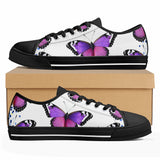 Purple Butterfly Womens Low Top Canvas Shoes