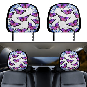 Purple Butterfly Car Headrest Covers
