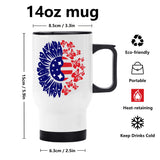 U S Flag Butterfly Sunflower Travel Coffee Mug