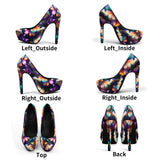 Colorful Butterfly Women Platform Pumps 5 Inch High Heels