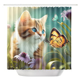 Cat Butterfly Shower Curtain