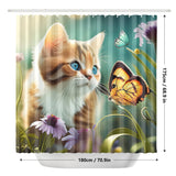 Cat Butterfly Shower Curtain