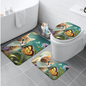 Cat Butterfly Bath Room Toilet Set