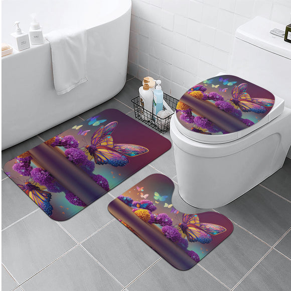 Rainbow Butterfly Bath Room Toilet Set