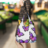 3 Pack Of Purple Butterfly Grocery Bags