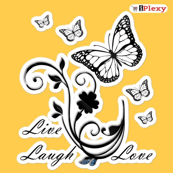 Live Laugh Love Butterfly Black Bubble-free Stickers