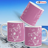 Live Laugh Love Flower Butterfly Ceramic Pink Mugs | iPlexy.com