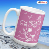 Live Laugh Love Butterfly Ceramic Pink Mugs 15 oz | iPlexy.com