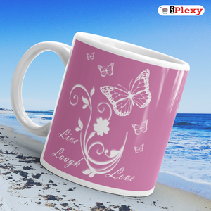 Live Laugh Love Butterfly Ceramic Pink Mugs | iPlexy.com