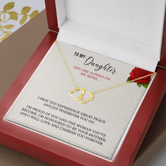 You Are Always On My Mind Message Card 10K Gold Hearts Necklace - Gift For Daughter | iPlexy Online Gift Shop