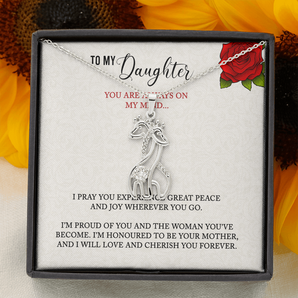 You Are Always On My Mind Message Card Giraffe Necklace - Gift For Daughter Silver | iPlexy Online Gift Shop