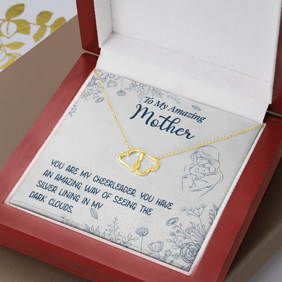 You Are My Cheerleader Message Card 10K Gold Hearts Necklace - Gift For Mother | iPlexy Online Gift Shop