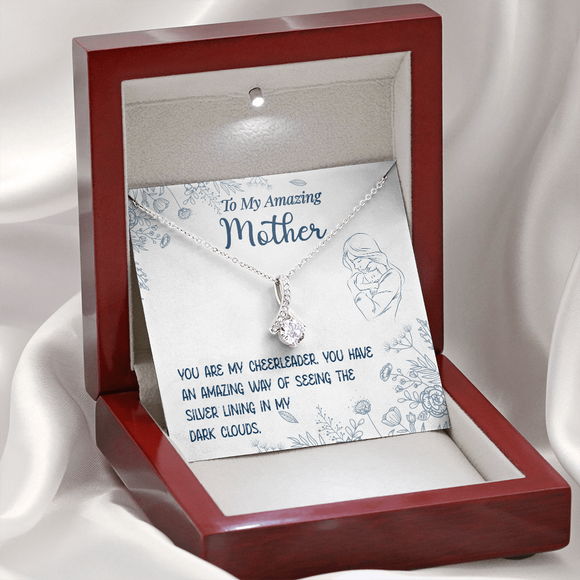 You Are My Cheerleader Message Card Alluring Beauty Silver Necklace - Gift For Mother | iPlexy Online Gift Shop