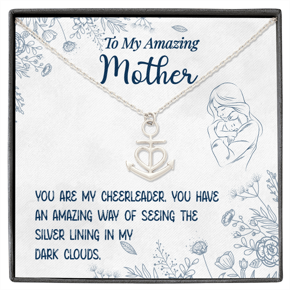 You Are My Cheerleader Message Card Anchor Silver Necklace - Gift For Mother | iPlexy Online Gift Shop