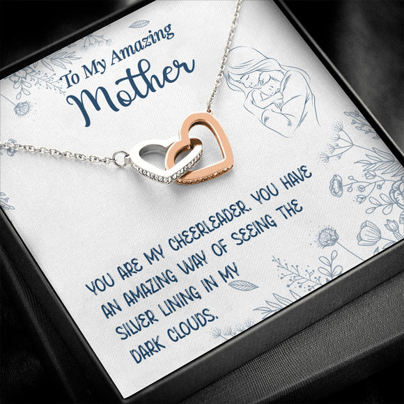 You Are My Cheerleader Message Card Interlocking Heart Necklace - Gift For Mother | iPlexy Online Gift Shop
