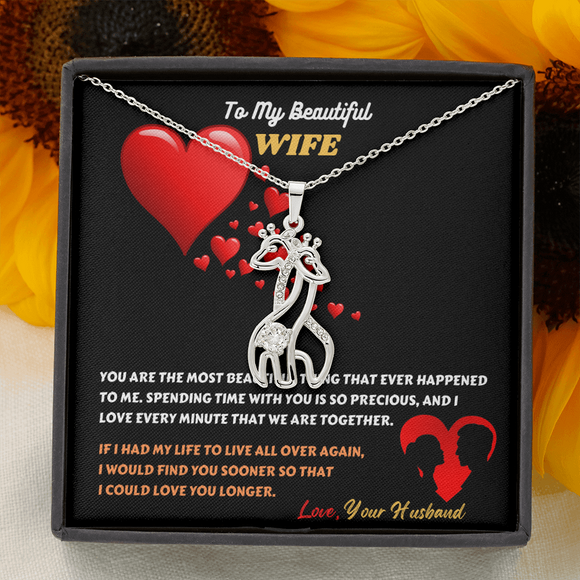 You Are The Most Beautiful Thing Message Card Giraffe Necklace - Gift For Wife | iPlexy Online Gift Shop