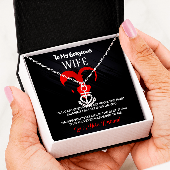  You Captured My Heart Message Card Anchor Necklace- Gift For Wife | iPlexy Online Gift Shop