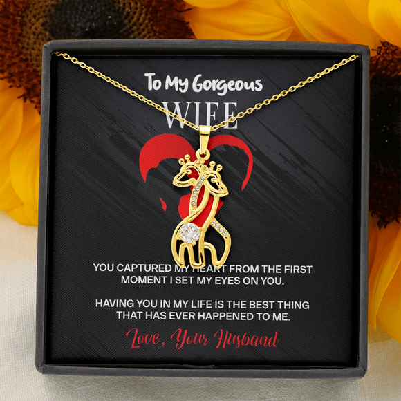 You Captured My Heart Message Card Giraffe Necklace Gold - Gift For Wife | iPlexy Online Gift Shop
