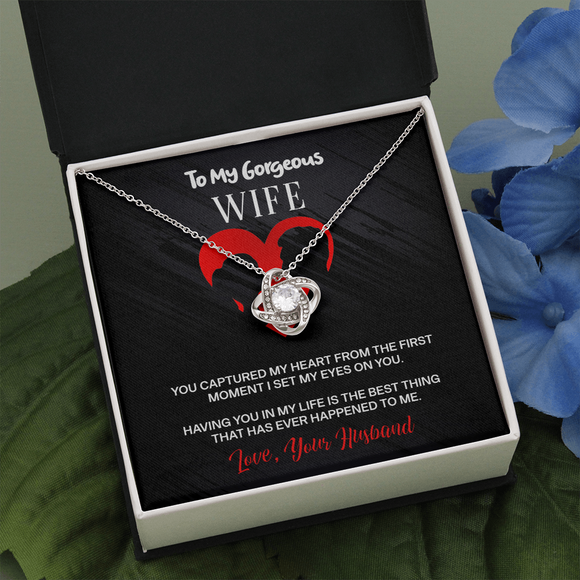 You Captured My Heart Message Card Love Knot Necklace Silver - Gift For Wife | iPlexy Online Gift Shop