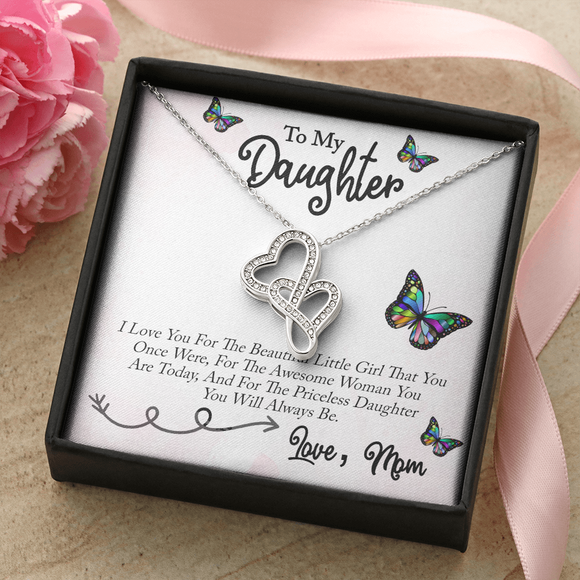 I Love You For The Beautiful Little Girl Double Hearts Necklace For Daughter Image 1 - iPlexy