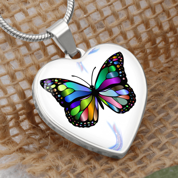 Multi-color Butterfly Snake Chain With Heart Pendant Photo | iPlexy