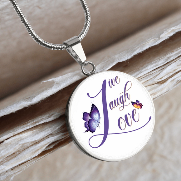 Live Laugh Love Butterfly Snake Chain With Circle Pendant | iPlexy