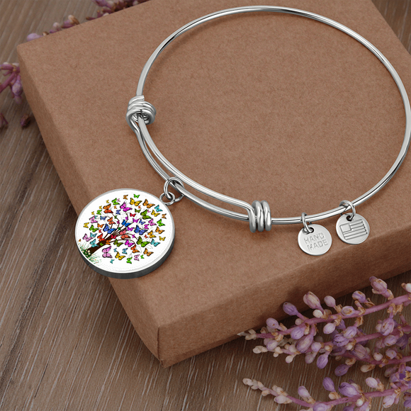Butterfly Tree Bangle With Circle Pendant | iPlexy