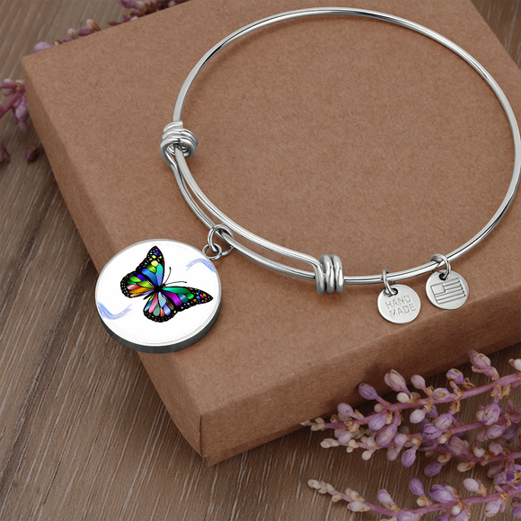 Multi-color Butterfly Bangle With Circle Pendant | iPlexy