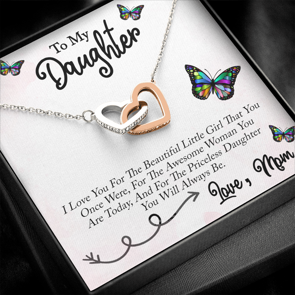 I Love You For The Beautiful Little Girl Interlocking Heart Necklace For Daughter Image 6 - iPlexy.com