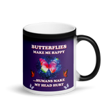 Butterflies Make Me Happy Matte Black Magic Mug
